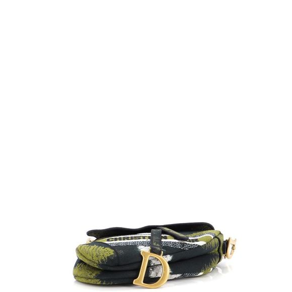 Christian Dior Saddle Bag Tie Dye Embroidered Canvas Medium Green - Picture 4 of 6